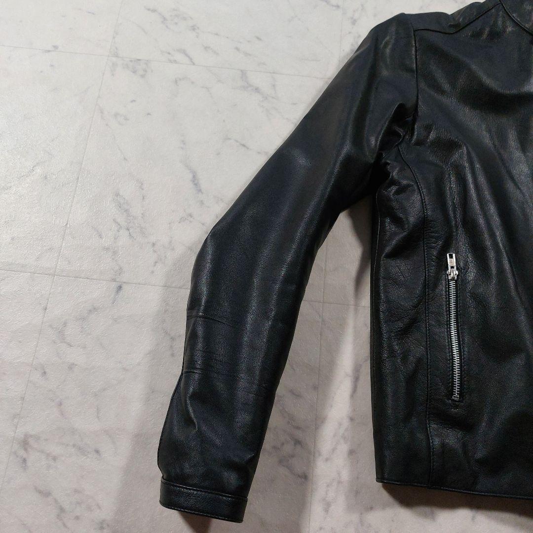 エイソス  本革 シングルライダースジャケット S相当 黒