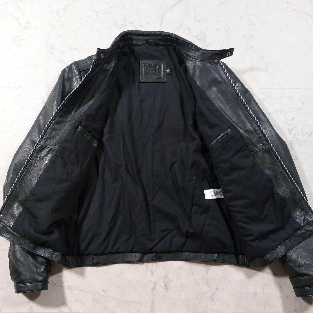 エイソス  本革 シングルライダースジャケット S相当 黒