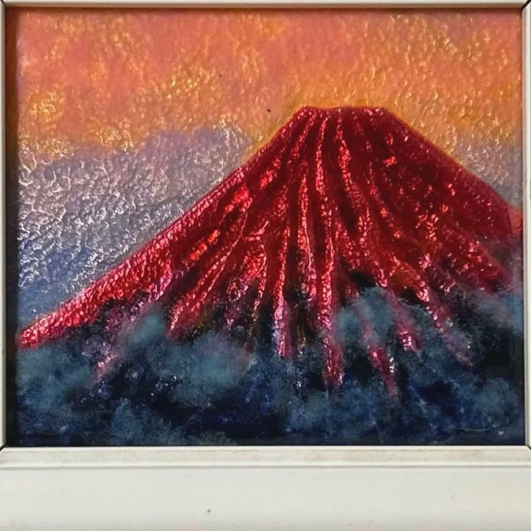 七宝焼  赤富士  工芸品  日本画