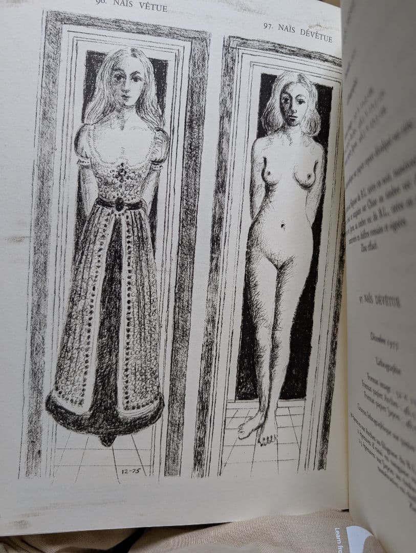 Paul Delvaux ポール・デルヴォー 石版画 「着衣のナイス」【額縁付】