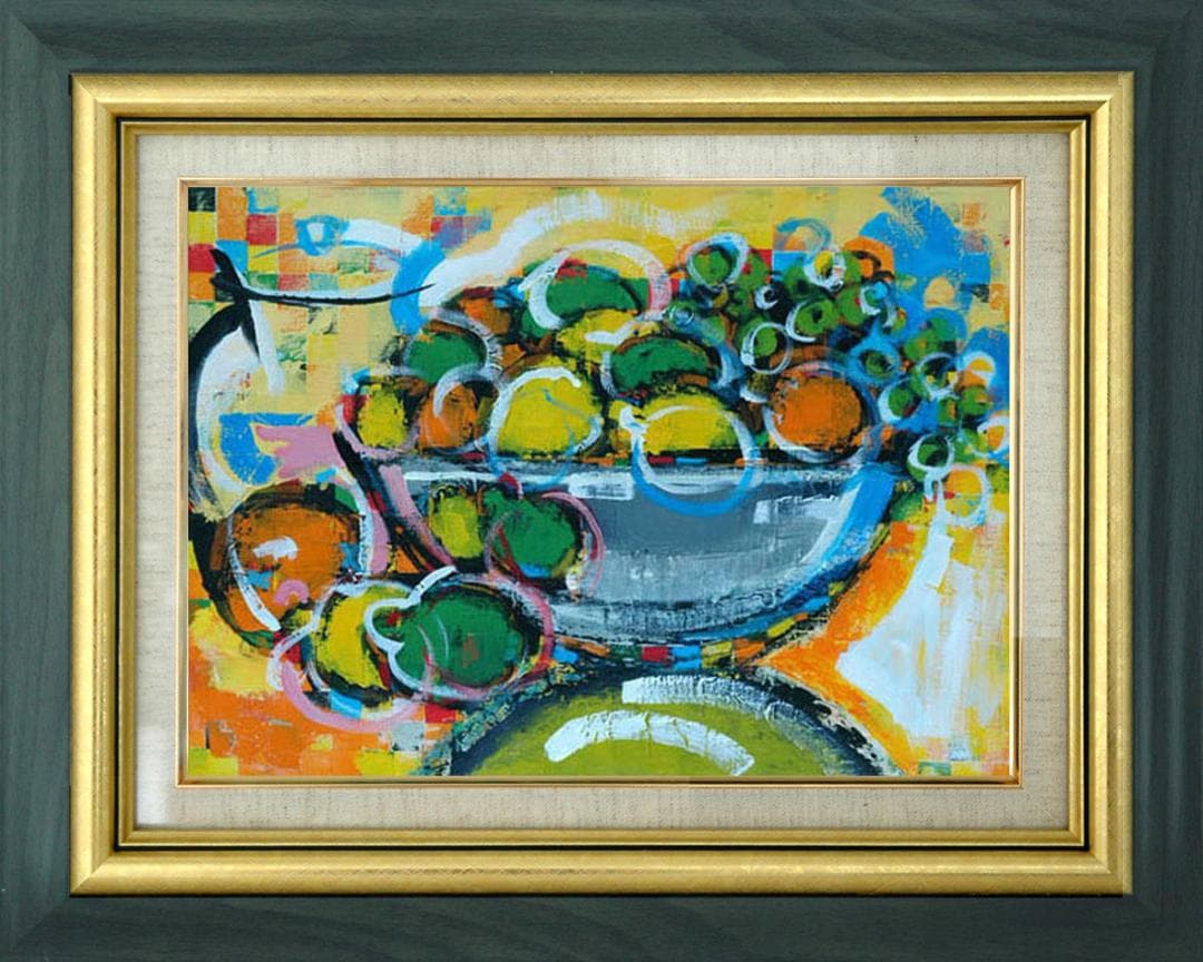 油絵 絵 絵画 インテリア uF6-061604 静物 果物 花瓶