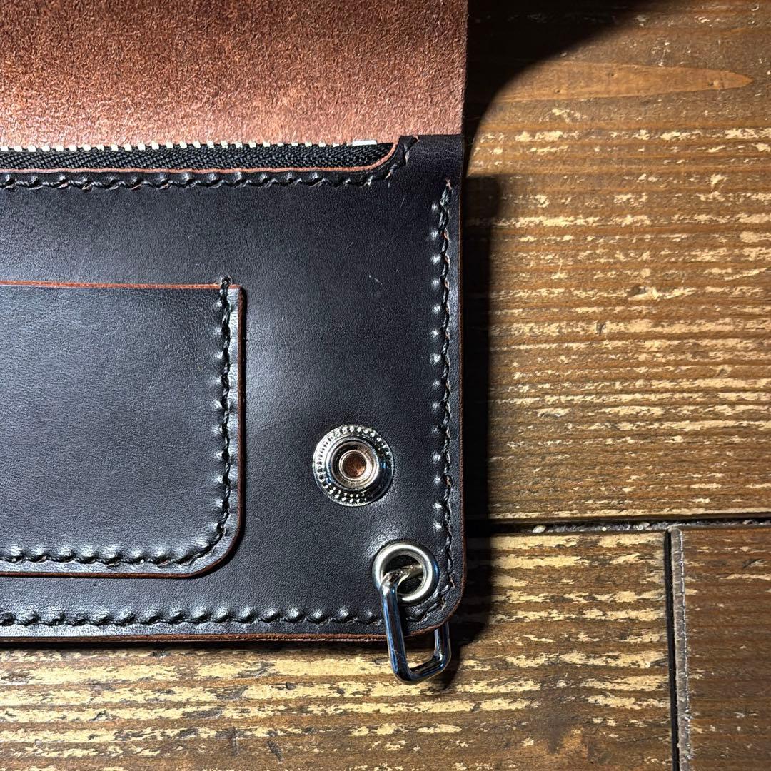 二段階右折様 茶芯ハンドメイドトラッカーウォレット