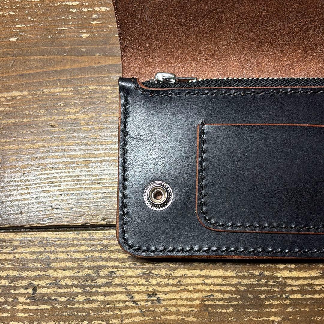 二段階右折様 茶芯ハンドメイドトラッカーウォレット