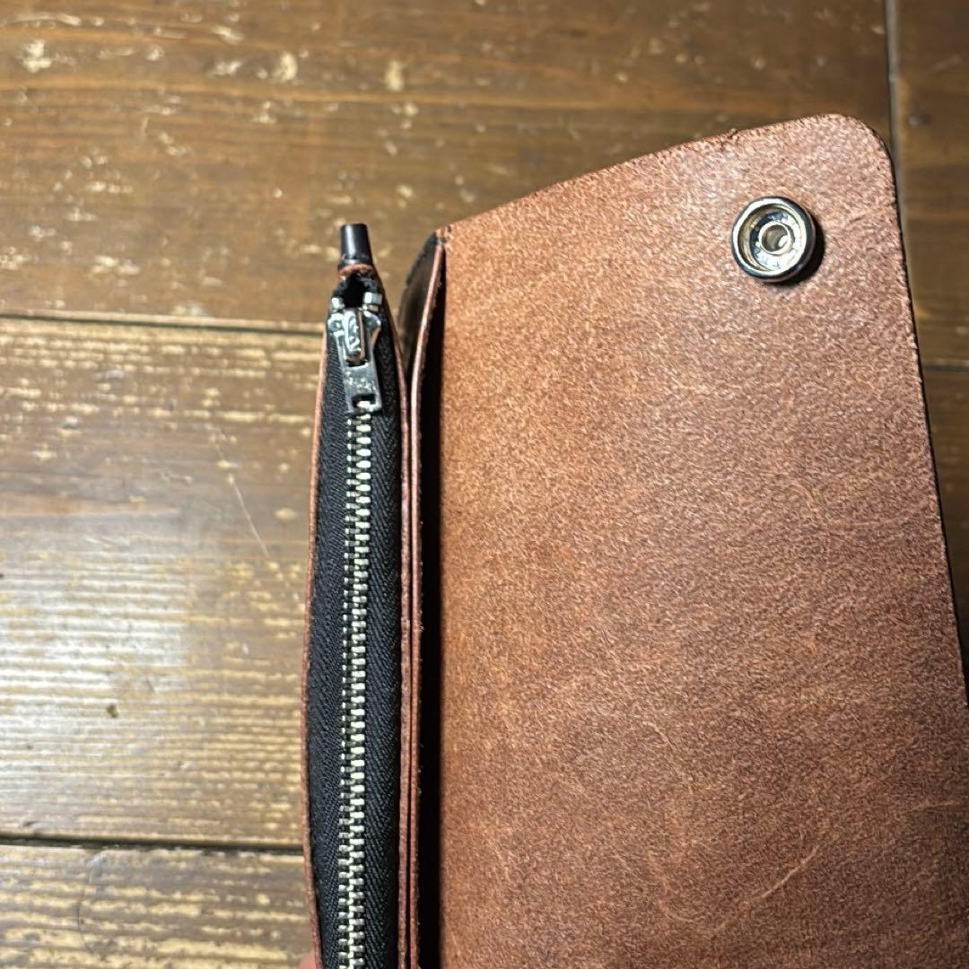 二段階右折様 茶芯ハンドメイドトラッカーウォレット