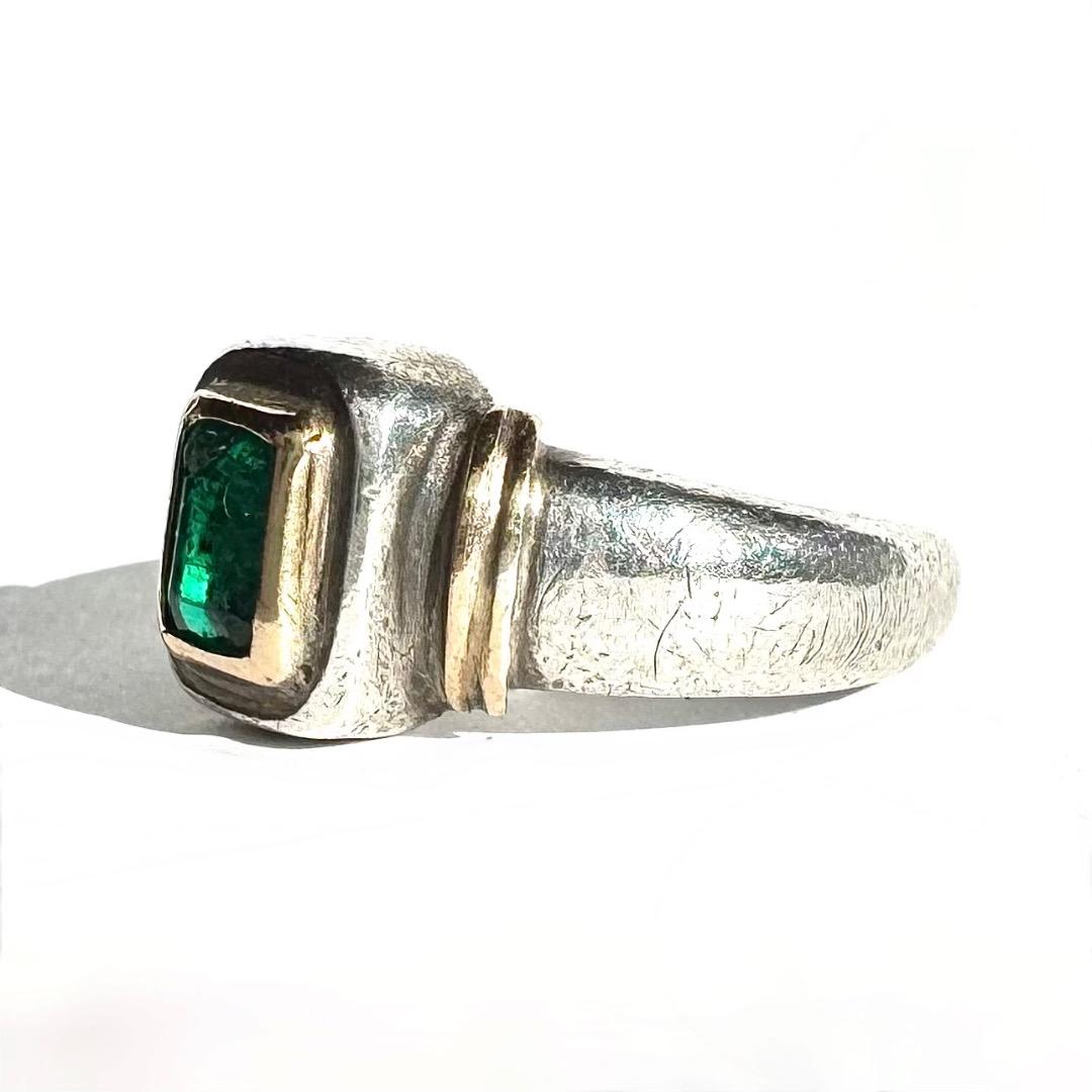 ＊Silver x K18 Combination \"Emerald\" Ring