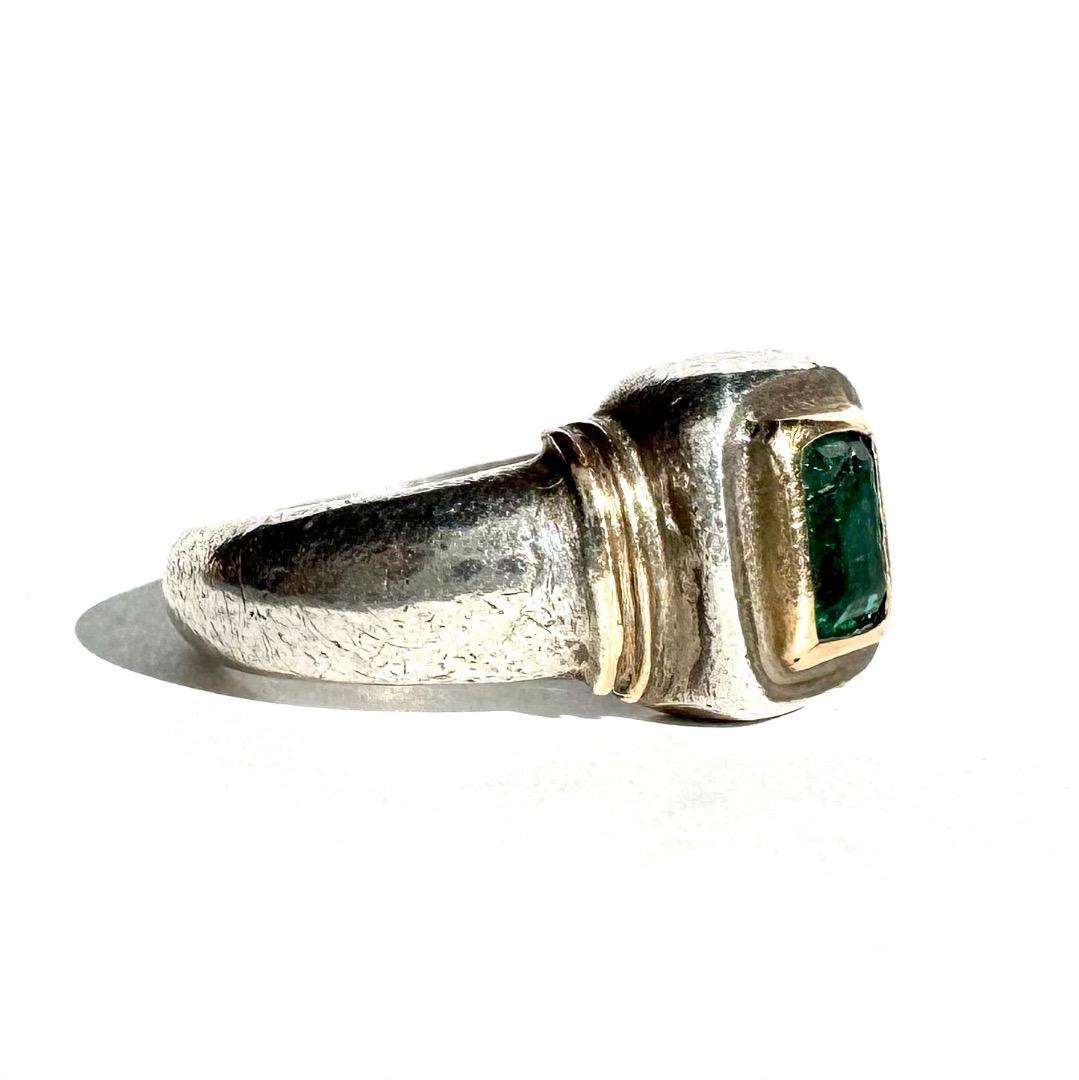 ＊Silver x K18 Combination \"Emerald\" Ring