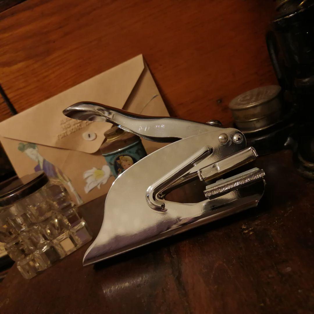 米国製ヴィンテージ ハンディタイプ エンボッサー 箱入りスタンプ☆はんこ☆文房具