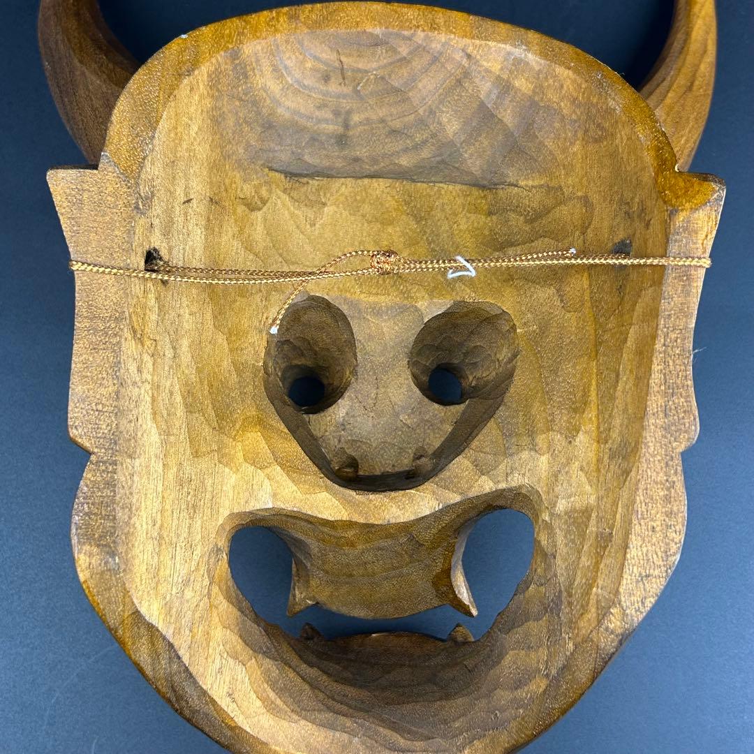木製 鬼の面 角付き 能面　般若の面