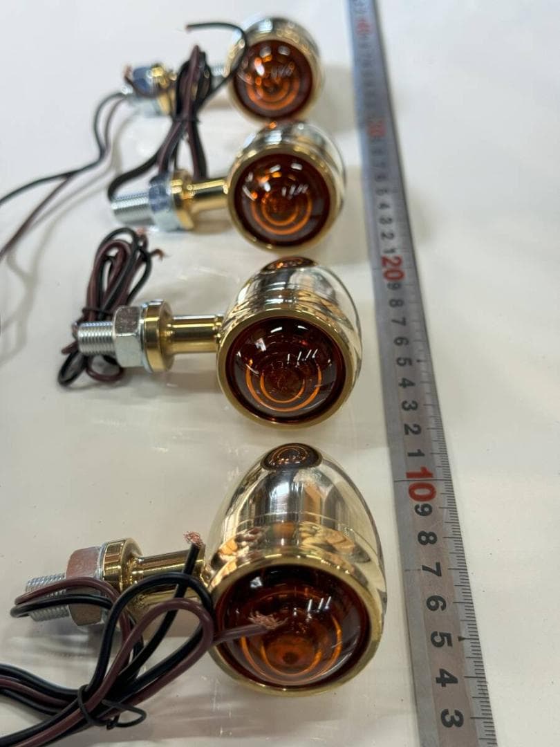 ブラス ハーレー ビンテージ チョッパー ボバー ウインカー4個セット