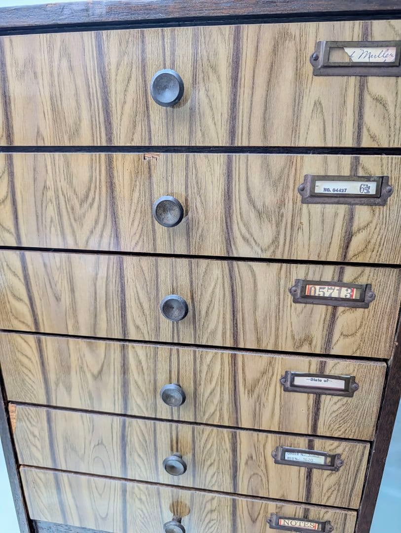 昭和ヴィンテージ✨️ネームプレート付き 木製 6段引き出し チェスト　古道具