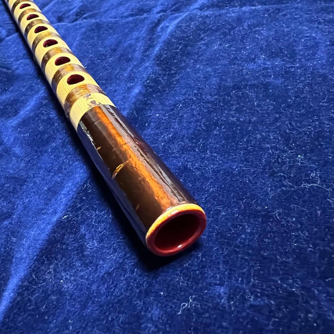 篠笛 桜皮巻 古典調 和楽器 焼印有 内本漆