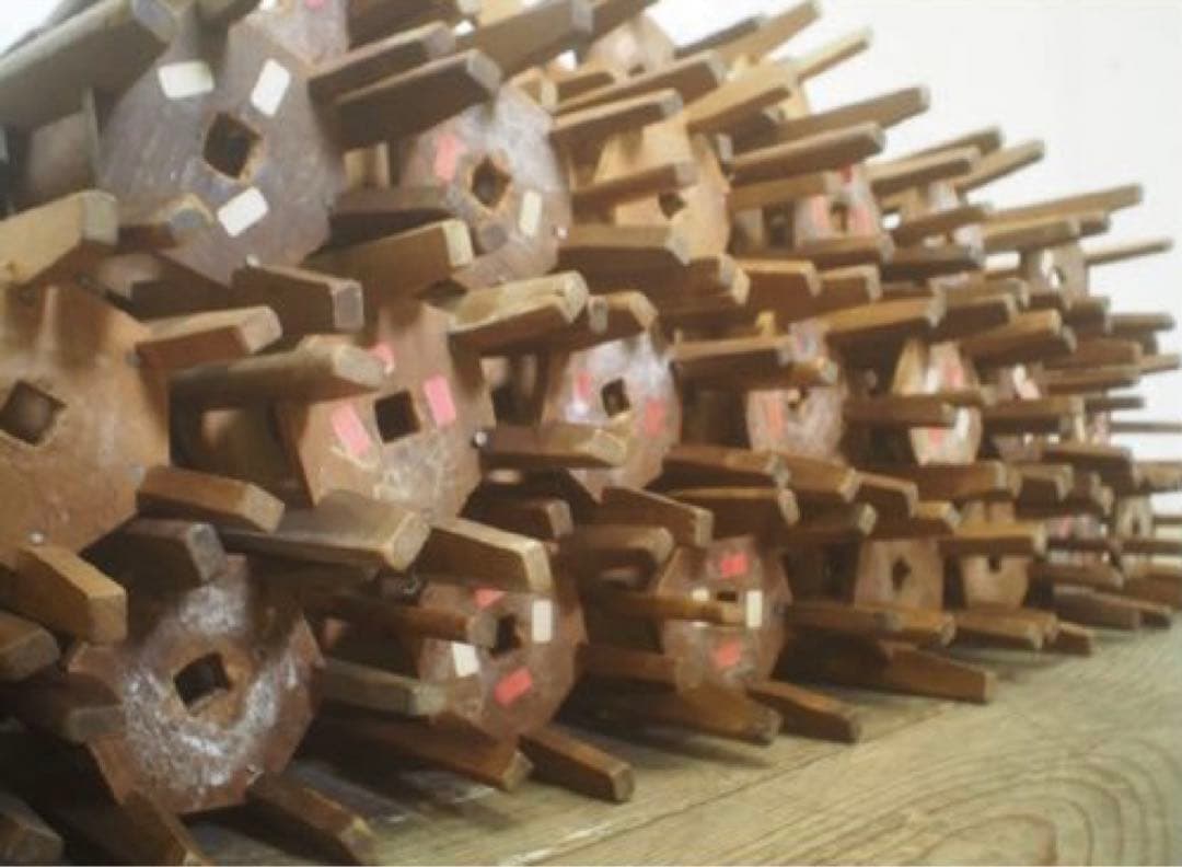 ◆38個珍しい6本脚木製糸巻きレトロ古民具糸車 オブジェインテリア アンティーク