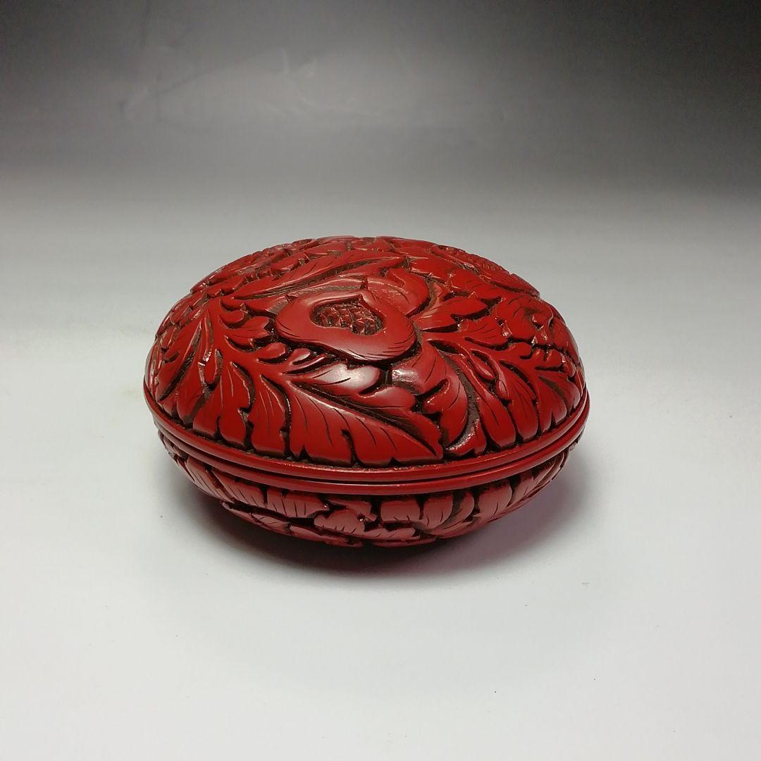 Ｓ５５８　香合　『堆朱　牡丹絵　香合』『三野原晃一作』　共箱　茶道具