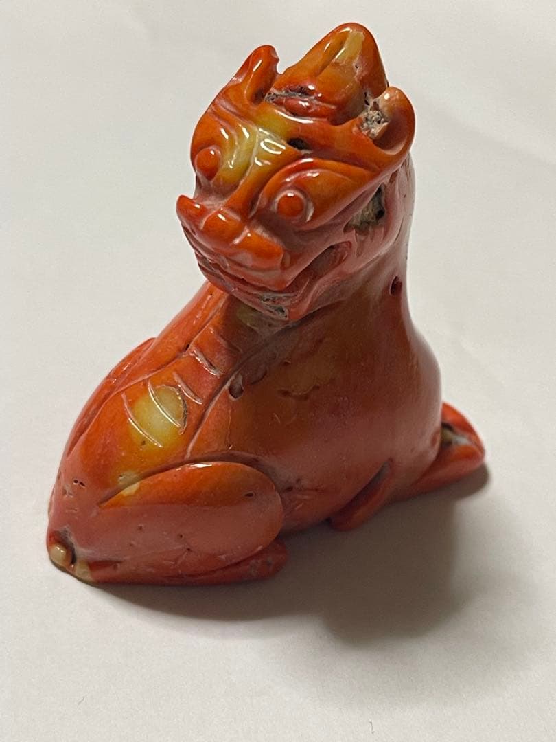 山珊瑚？珊瑚獅子の彫刻 置き物