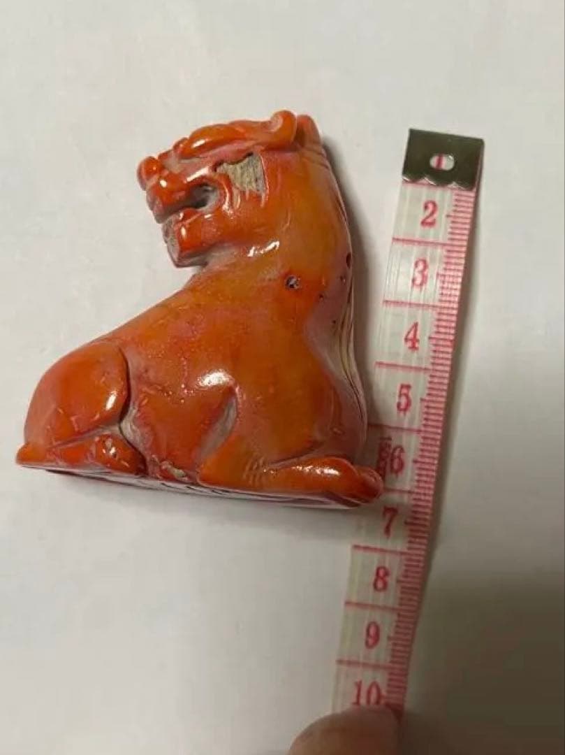 山珊瑚？珊瑚獅子の彫刻 置き物