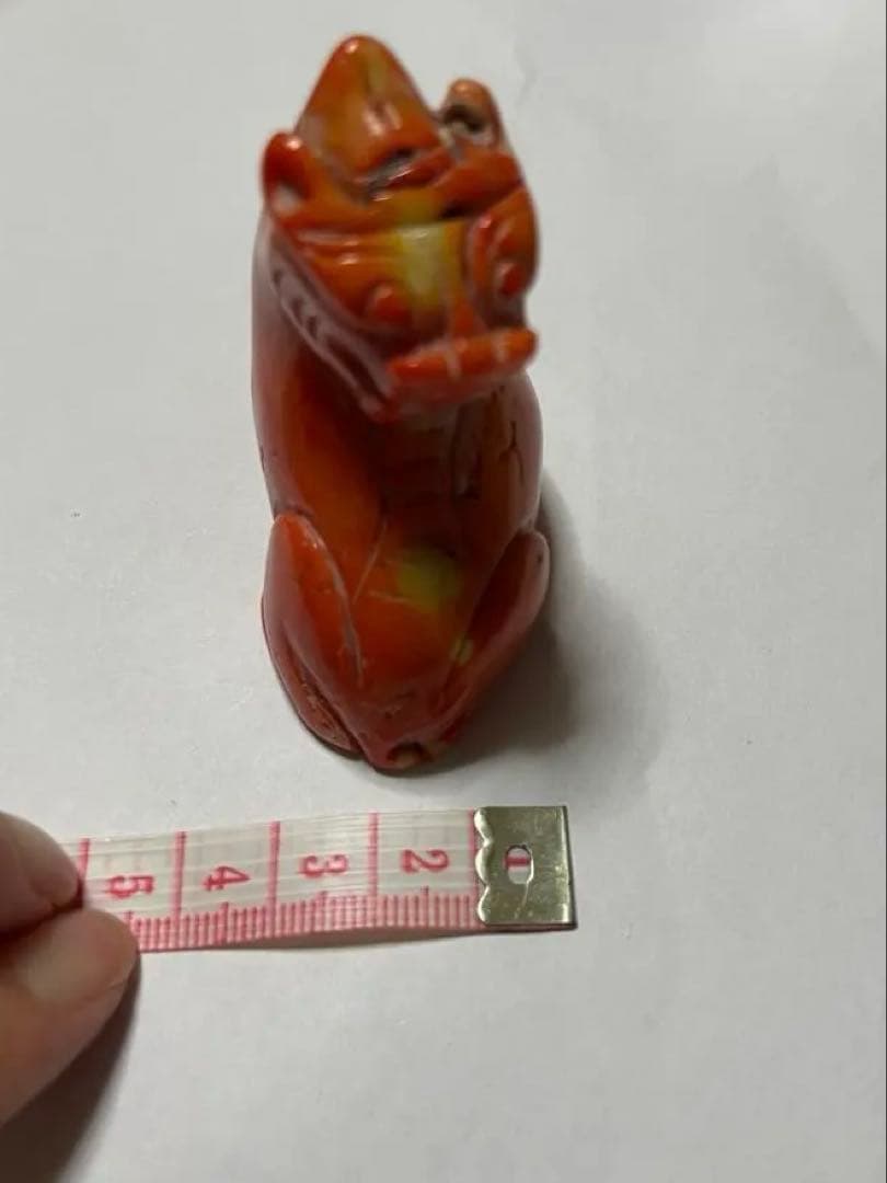 山珊瑚？珊瑚獅子の彫刻 置き物