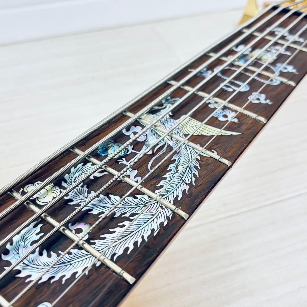 稀少【7弦ベース】美麗インレイ龍モチーフ 7弦　音出しOK トラス調整余裕あり
