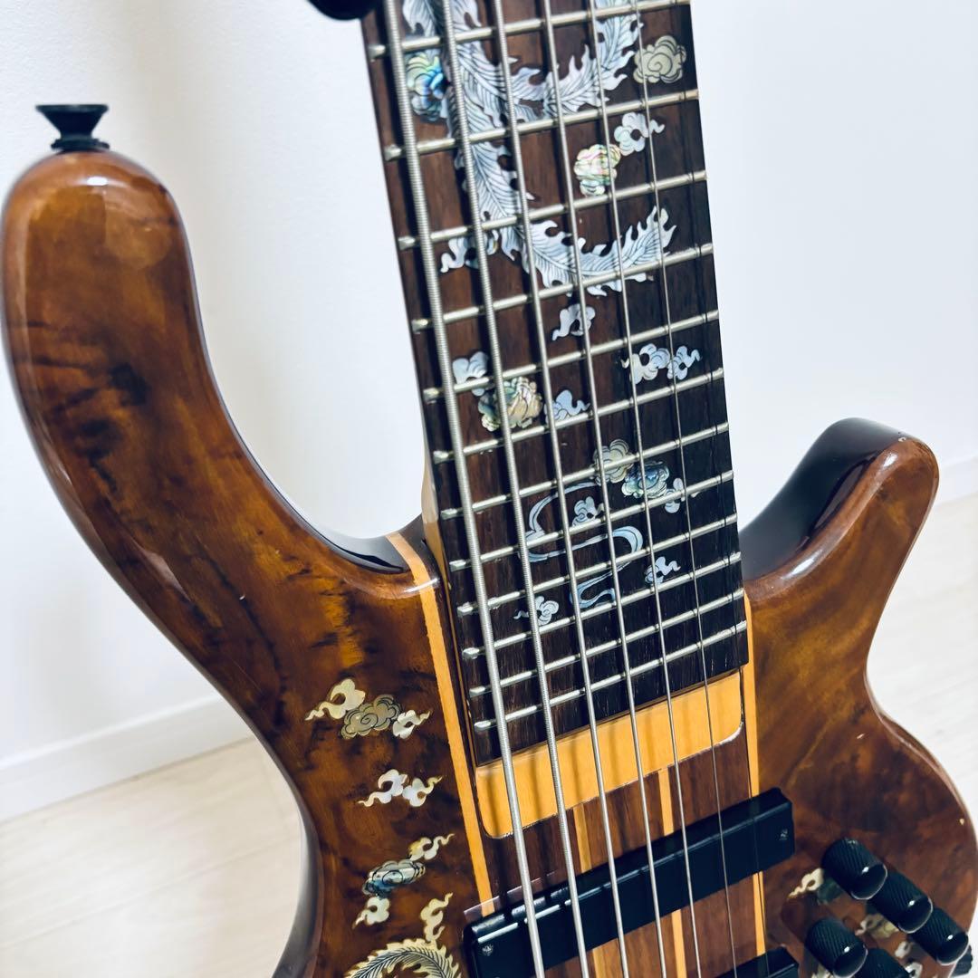 稀少【7弦ベース】美麗インレイ龍モチーフ 7弦　音出しOK トラス調整余裕あり
