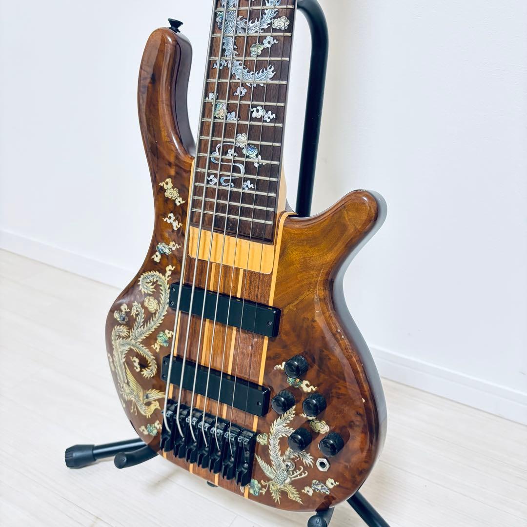 稀少【7弦ベース】美麗インレイ龍モチーフ 7弦　音出しOK トラス調整余裕あり