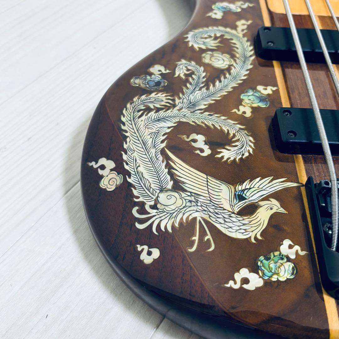 稀少【7弦ベース】美麗インレイ龍モチーフ 7弦　音出しOK トラス調整余裕あり