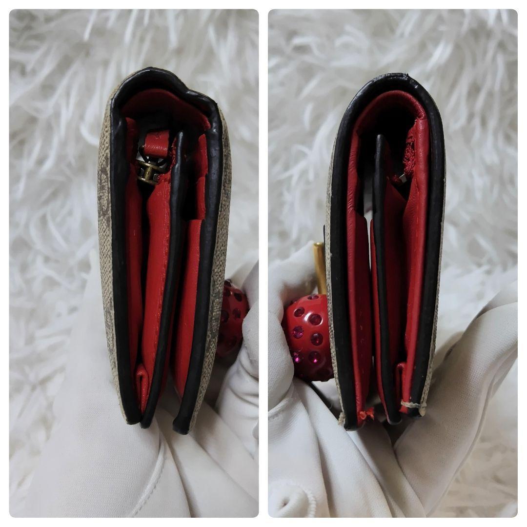 美品✨グッチ◇チェリースプリーム二つ折り財布　ゴールド金具インターロッキング