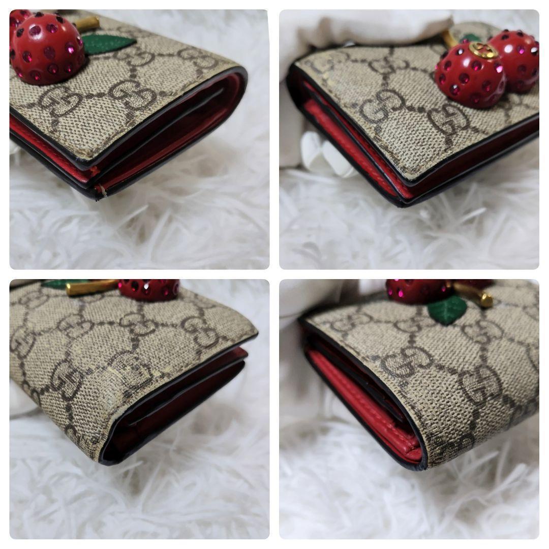 美品✨グッチ◇チェリースプリーム二つ折り財布　ゴールド金具インターロッキング