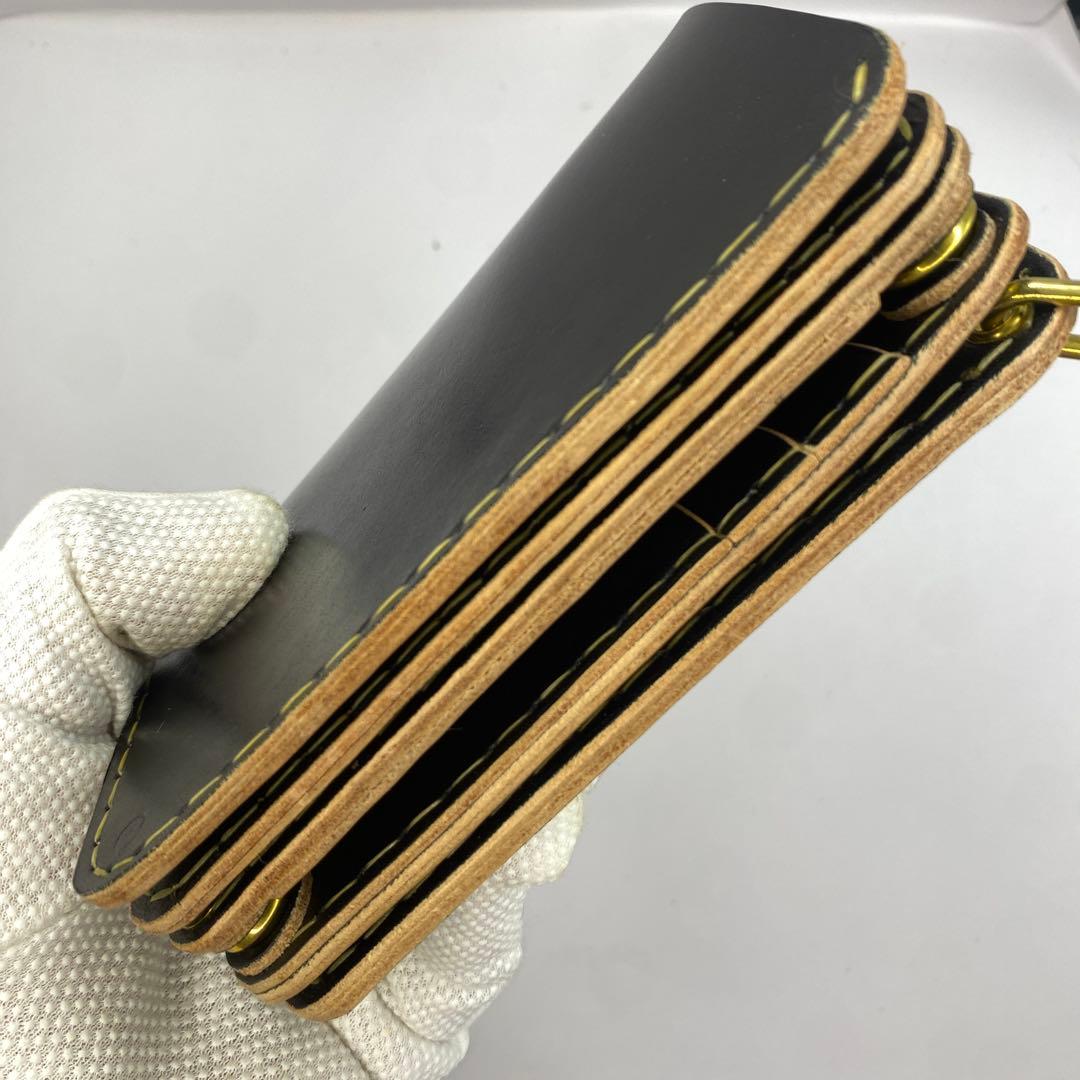 極厚 無骨 お札折らずに収納できる無骨な手染めミドルトラッカーウォレット BTW