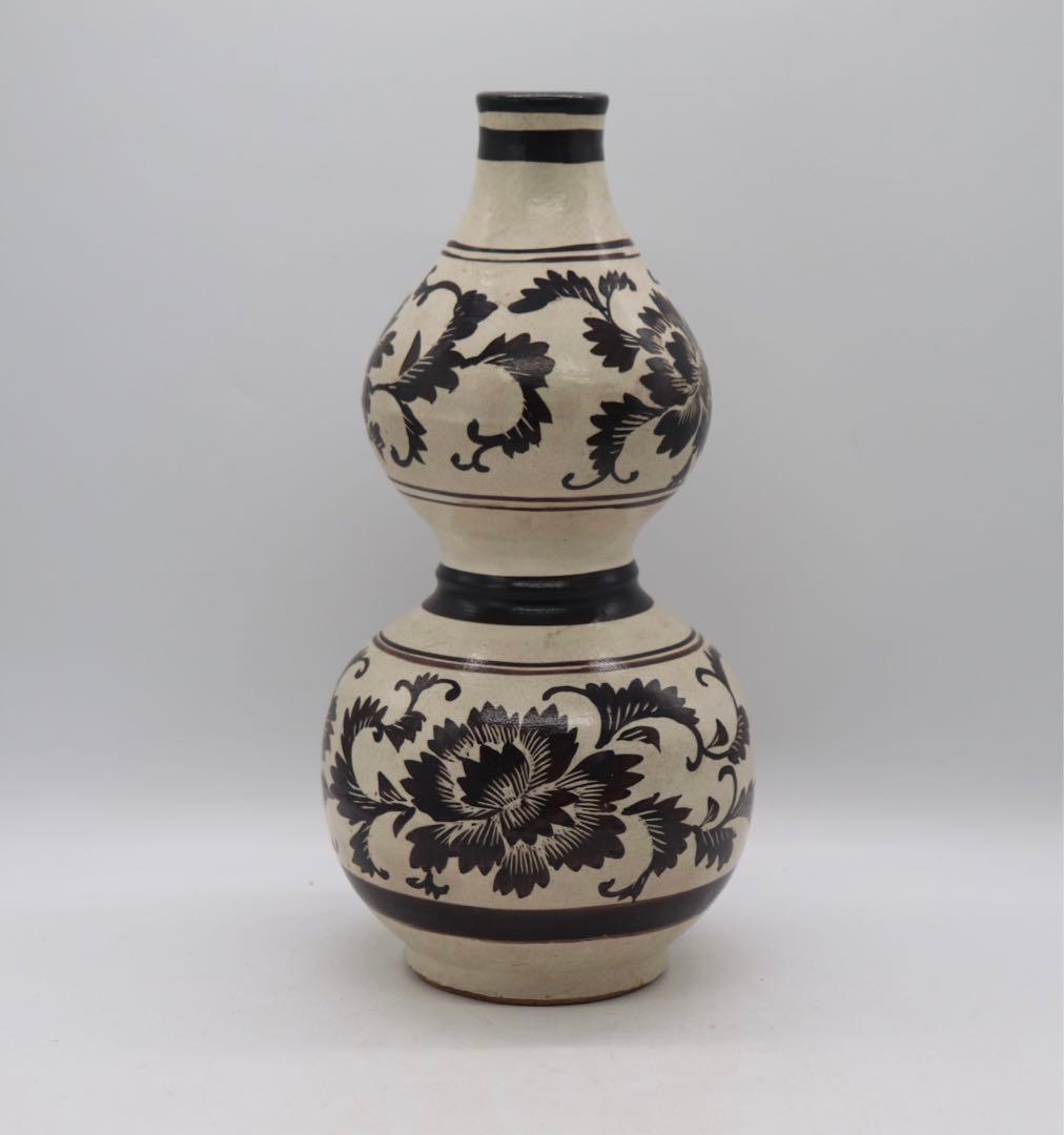 中国　磁州窯　瓢箪型瓶　送料込み1028