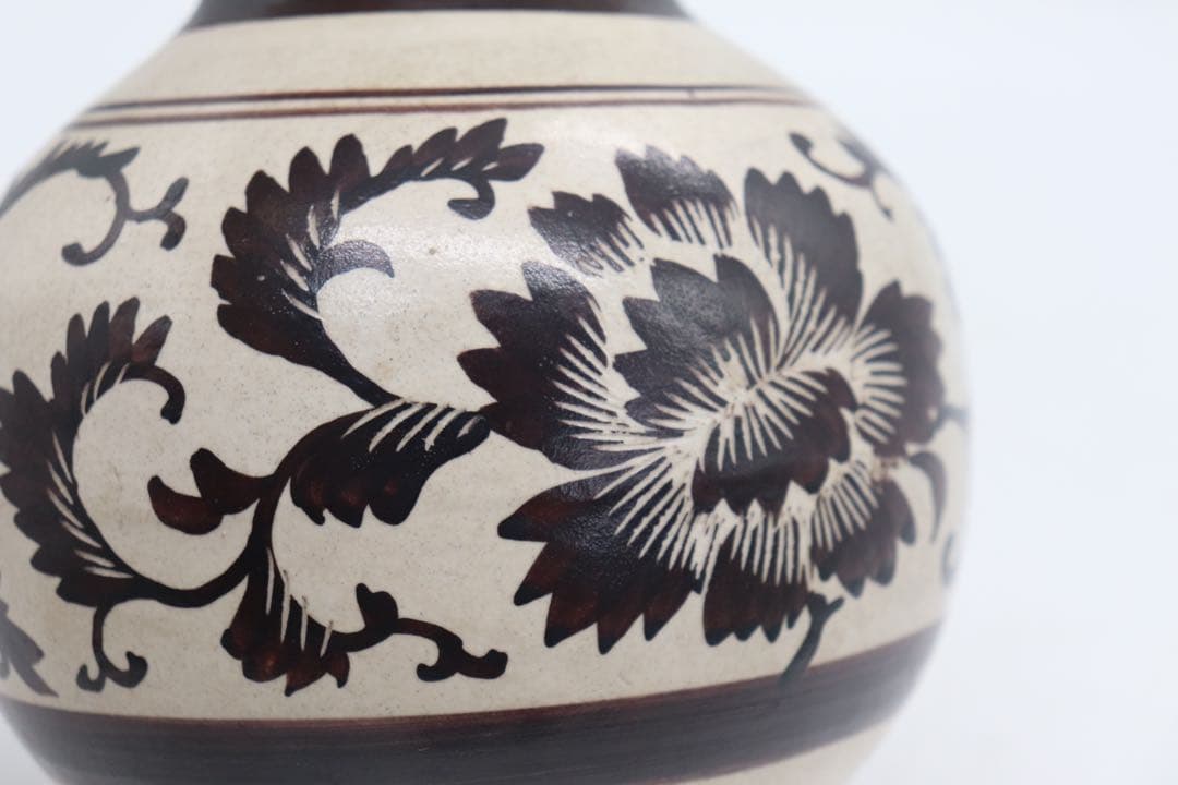 中国　磁州窯　瓢箪型瓶　送料込み1028