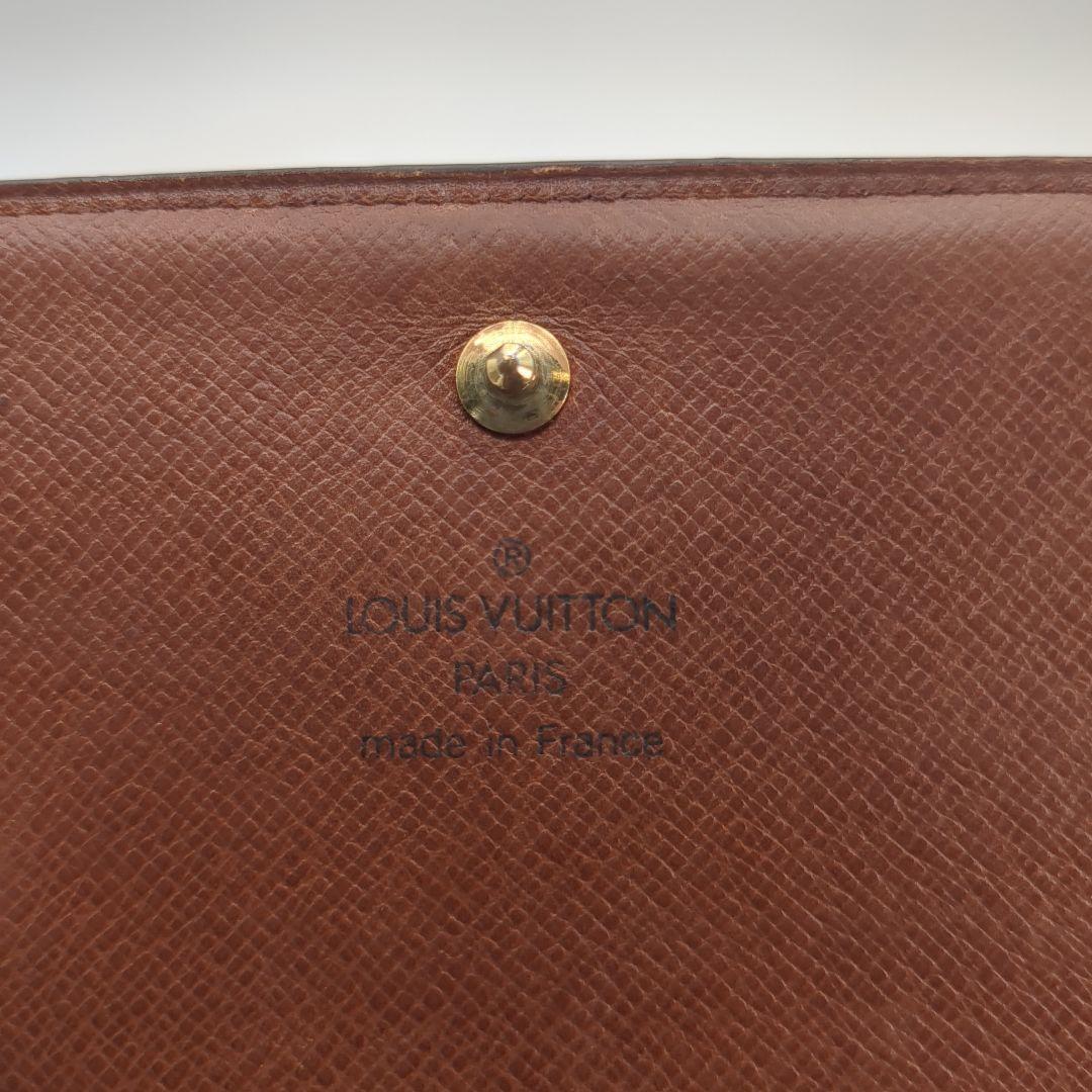 ルイヴィトン 二つ折り財布 トレゾール ブラウン モノグラム 外見美品