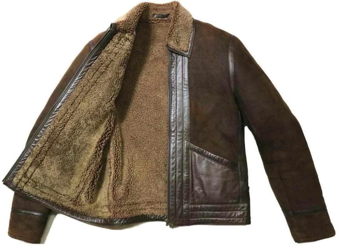 美品 ポールスミス　コレクション ムートン ジャケット 羊革 茶　M