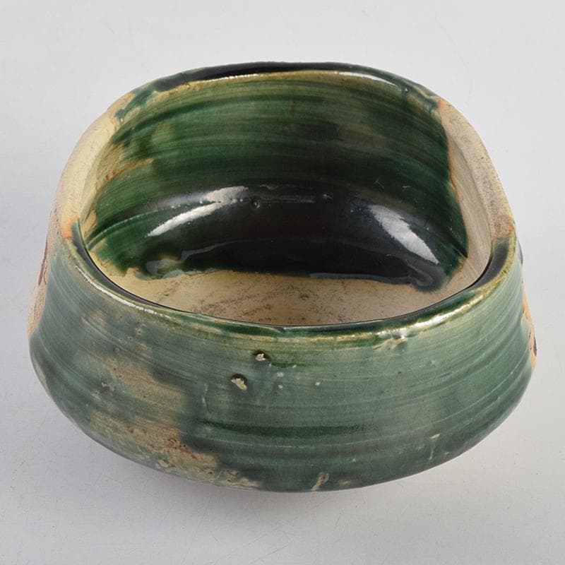 茶道具　古瀬戸　織部焼　沓茶碗　時代箱付　C　R9114