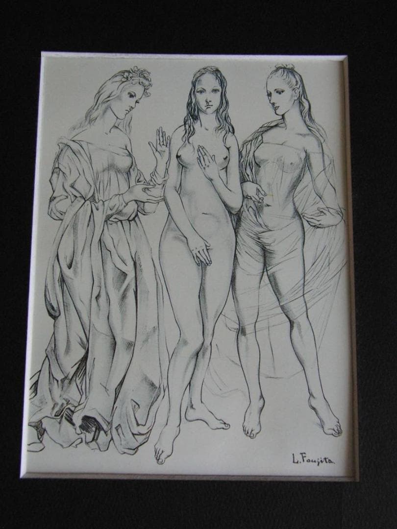 藤田嗣治、【La Jeunesse】、希少な額装用画集より、厳選、新品額装