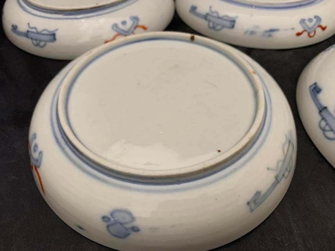 古伊万里　六寸皿　径18㎝　色絵金彩　器　5枚