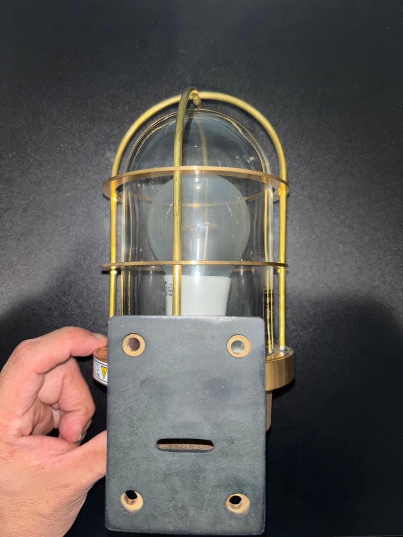 新品　松本船舶　マリンランプ　2号フランジ(ゴールド) 真鍮　LED電球付き