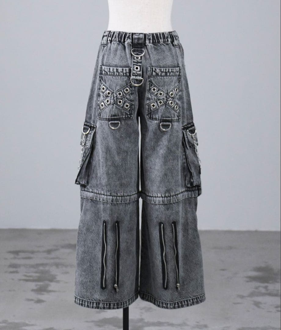 『REFLEM/レフレム』2WAYワイドデニムカーゴパンツ　グレー