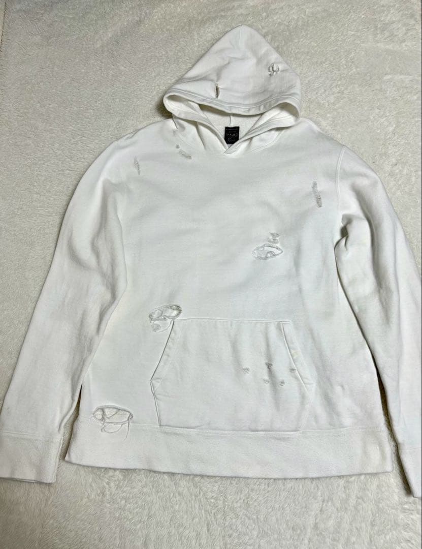 NUMBER (N)INE ナンバーナイン ダメージ パーカー ホワイト L