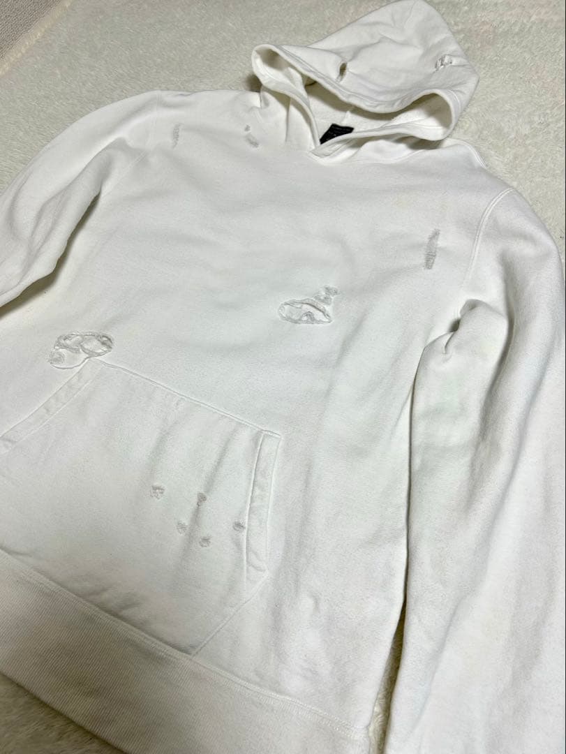 NUMBER (N)INE ナンバーナイン ダメージ パーカー ホワイト L