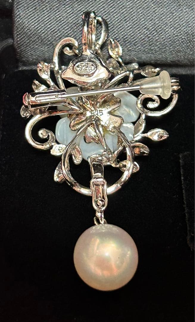 美品　silver925×白蝶貝×パール　2WAY ブローチ＆ペンダントトップ