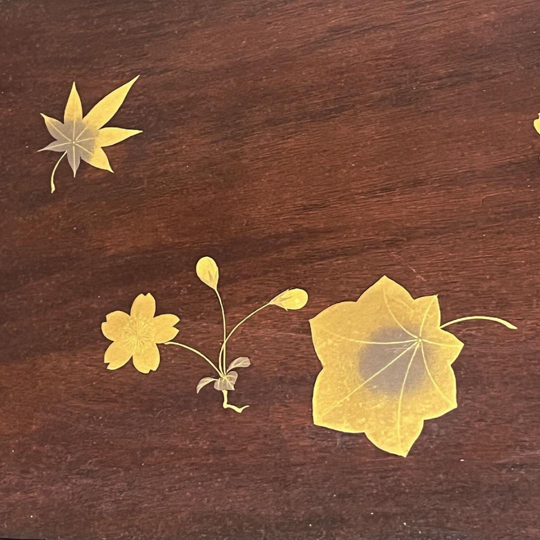 川端近左 蒔絵 煎茶盆 共箱 角盆 茶道具 煎茶道具 【k3496】