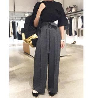 ENFOLD グレンチェックレイヤードトラウザーズ パンツ スカート ワンピース