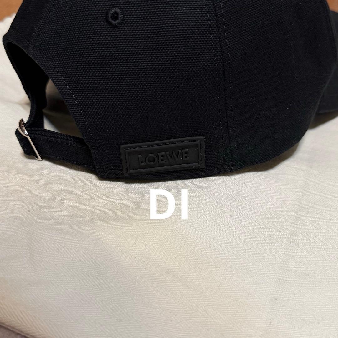 LOEWE ブラック アナグラム キャンバス ベースボールキャップ