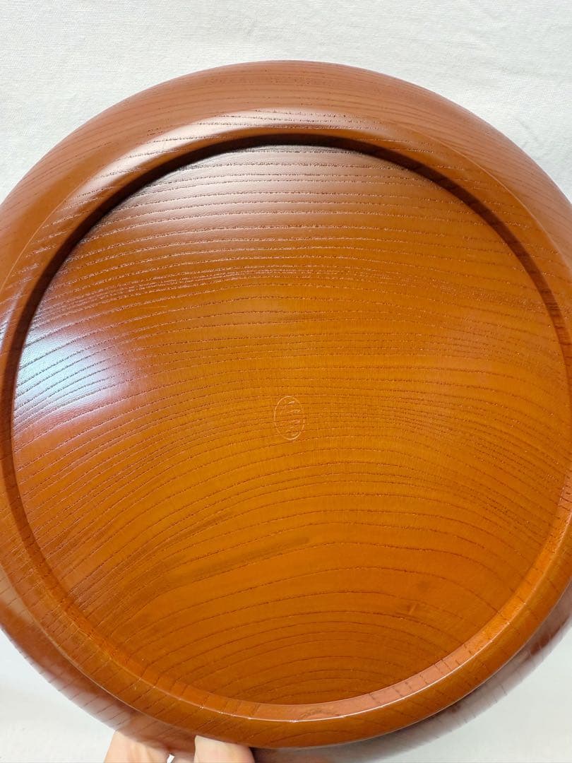 未使用 茶道具 指物師 萩井 好斎作 欅 丸盆 底印 共箱