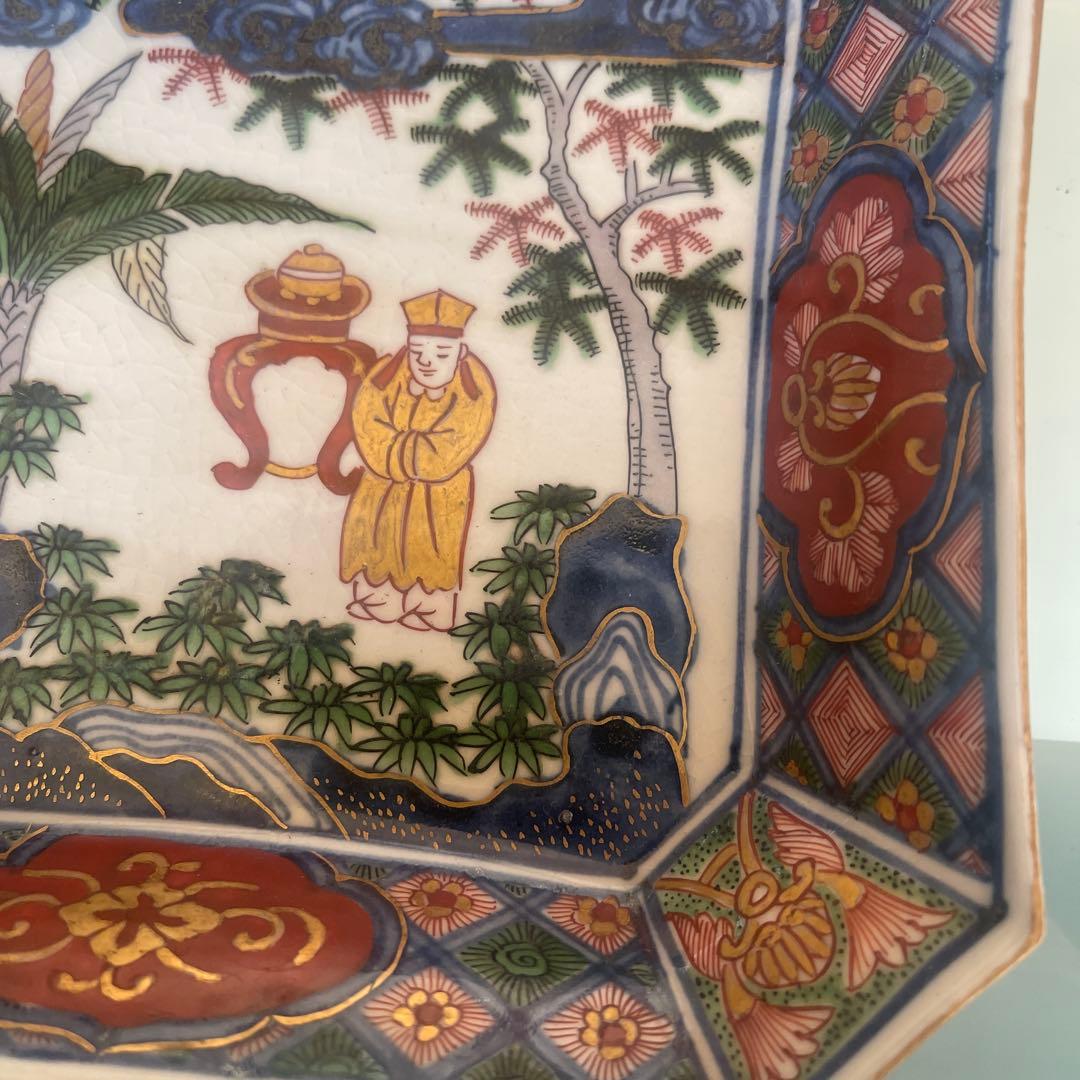 江戸時代　古伊万里　四角皿　金襴手 3客