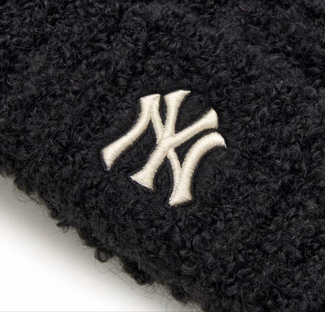 MLB 猫耳 ニット帽 ブラック カリナ 韓国限定 新品未使用 タグ付（紐なし）