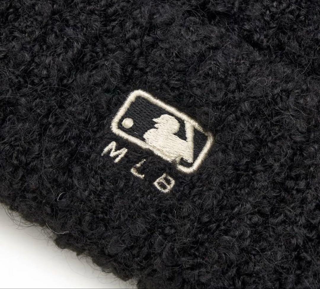 MLB 猫耳 ニット帽 ブラック カリナ 韓国限定 新品未使用 タグ付（紐なし）