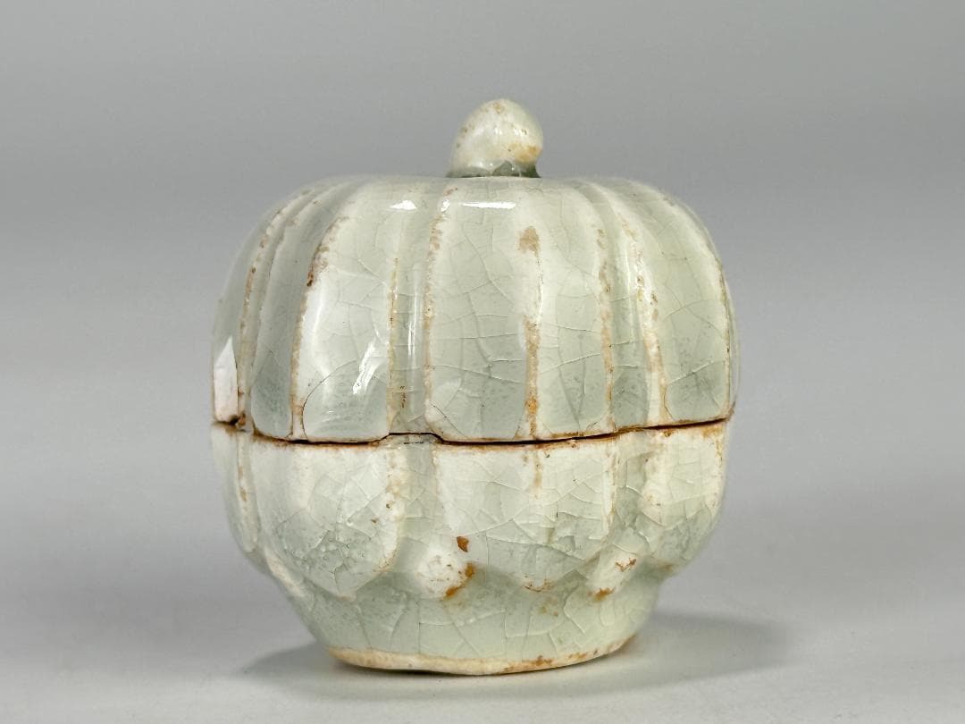 中国美術　宋時代　青白磁　影青　瓜形香合　蓋物　茶道具　時代　唐物　古物　古玩