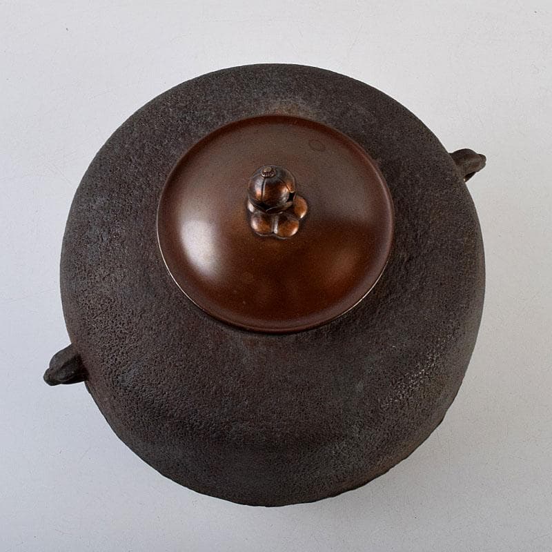 茶道具　釜師　角谷莎村作　尾張釜　共布共箱　V　9158D