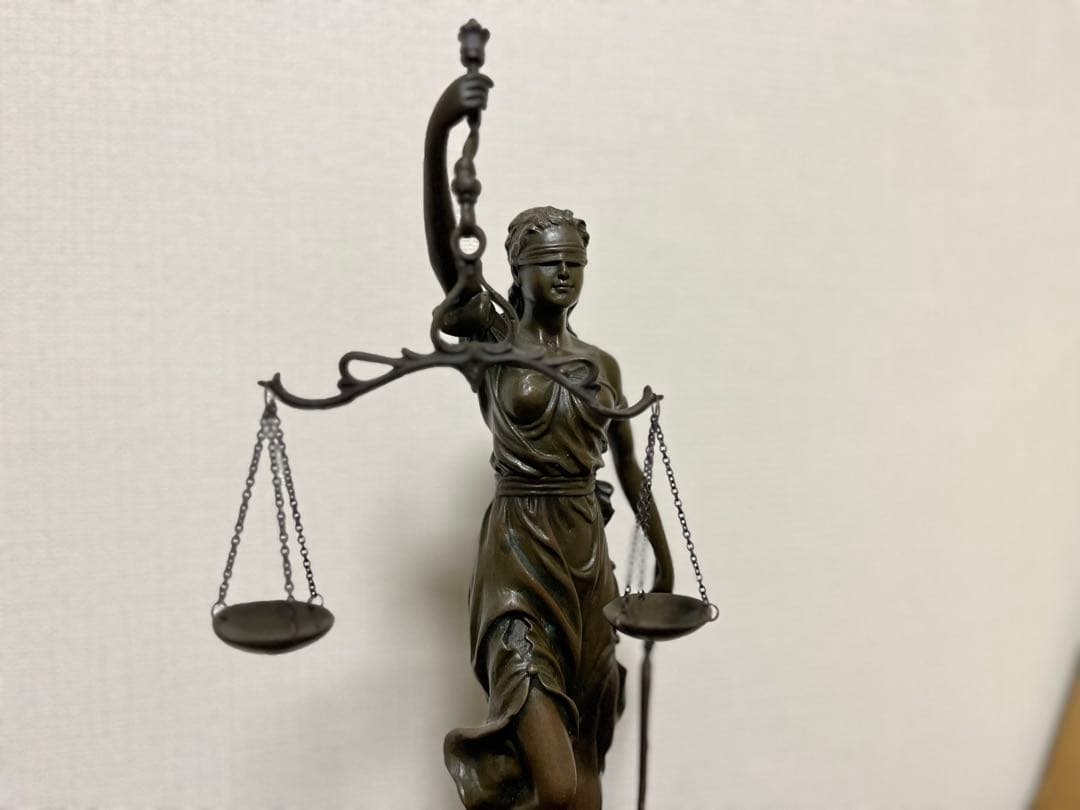 【ブロンズ製】正義の女神 テミス 像(彫刻家Houdonの刻印あり)