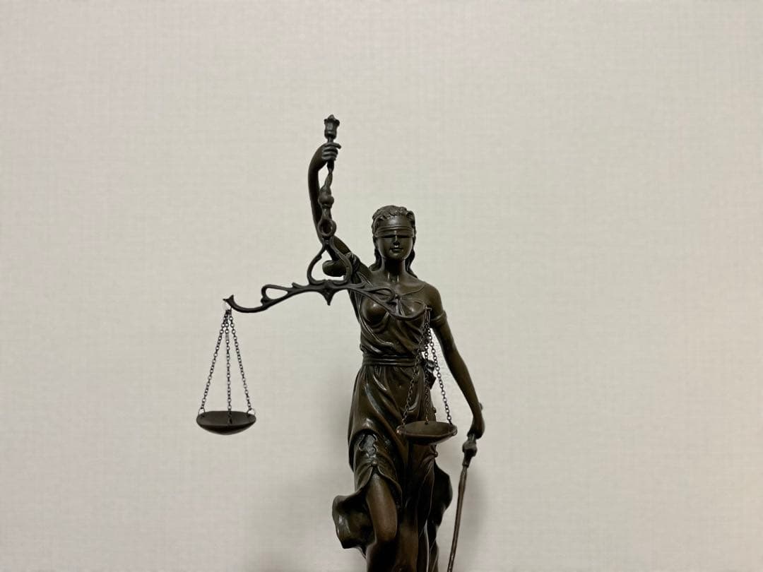 【ブロンズ製】正義の女神 テミス 像(彫刻家Houdonの刻印あり)